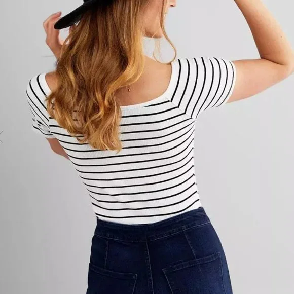 Red by BKE Striped Faux Henley Bodysuit - Picture 2 of 8